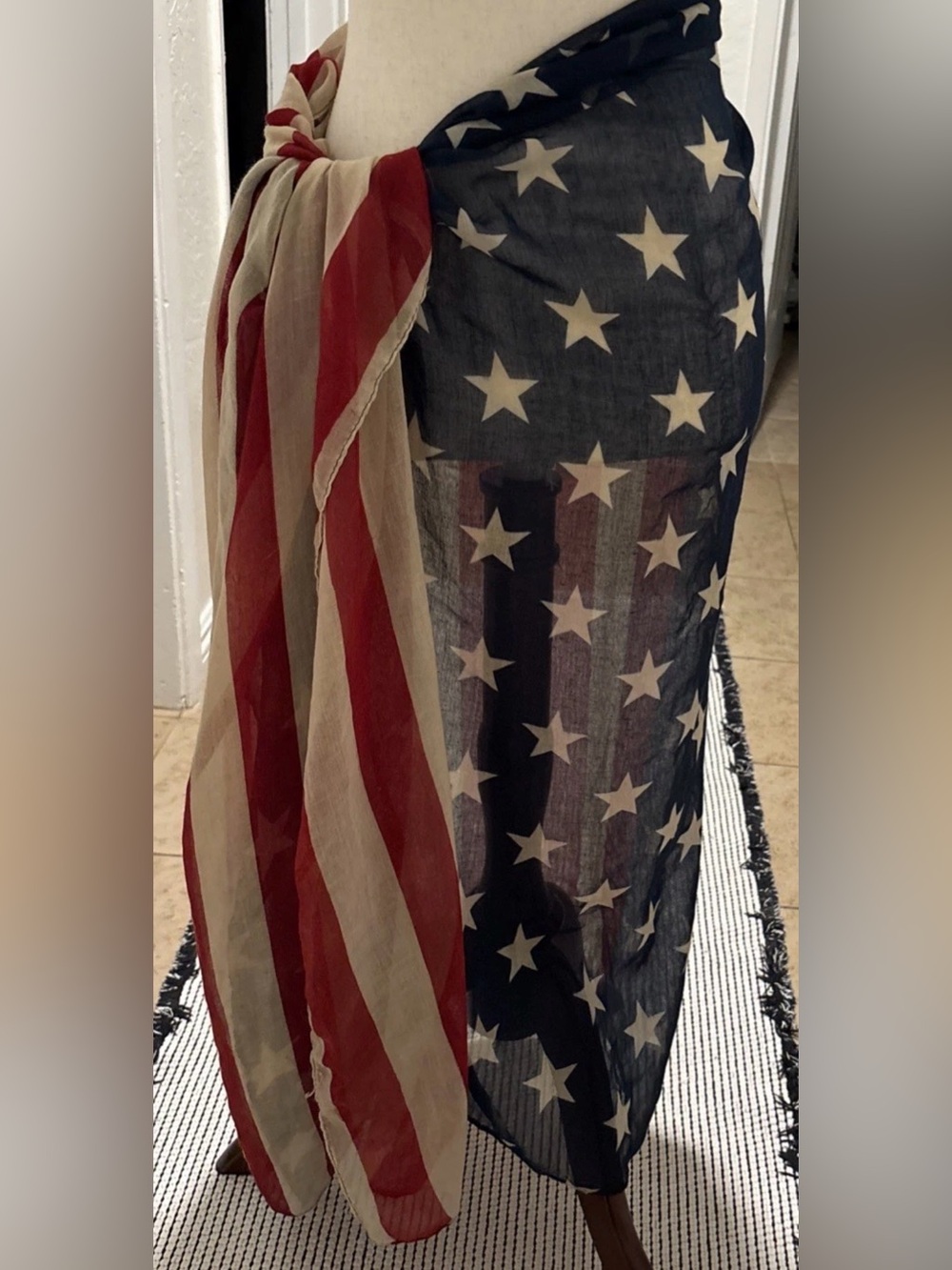 American Flag vintage-looking beach coverup oversized scarf table cover